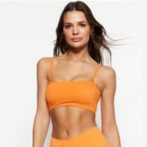 Aerie Beige Bandeau Bikini Top Adjustable & Removable Straps Size Medium